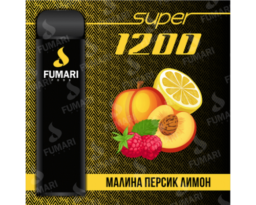 Купить Электронная сигарета Фумари Подс Супер 1200 затяжек Малина Персик Лимон (Fumari Pods 1500 Super Raspberry Peach Lemon) по оптовой цене